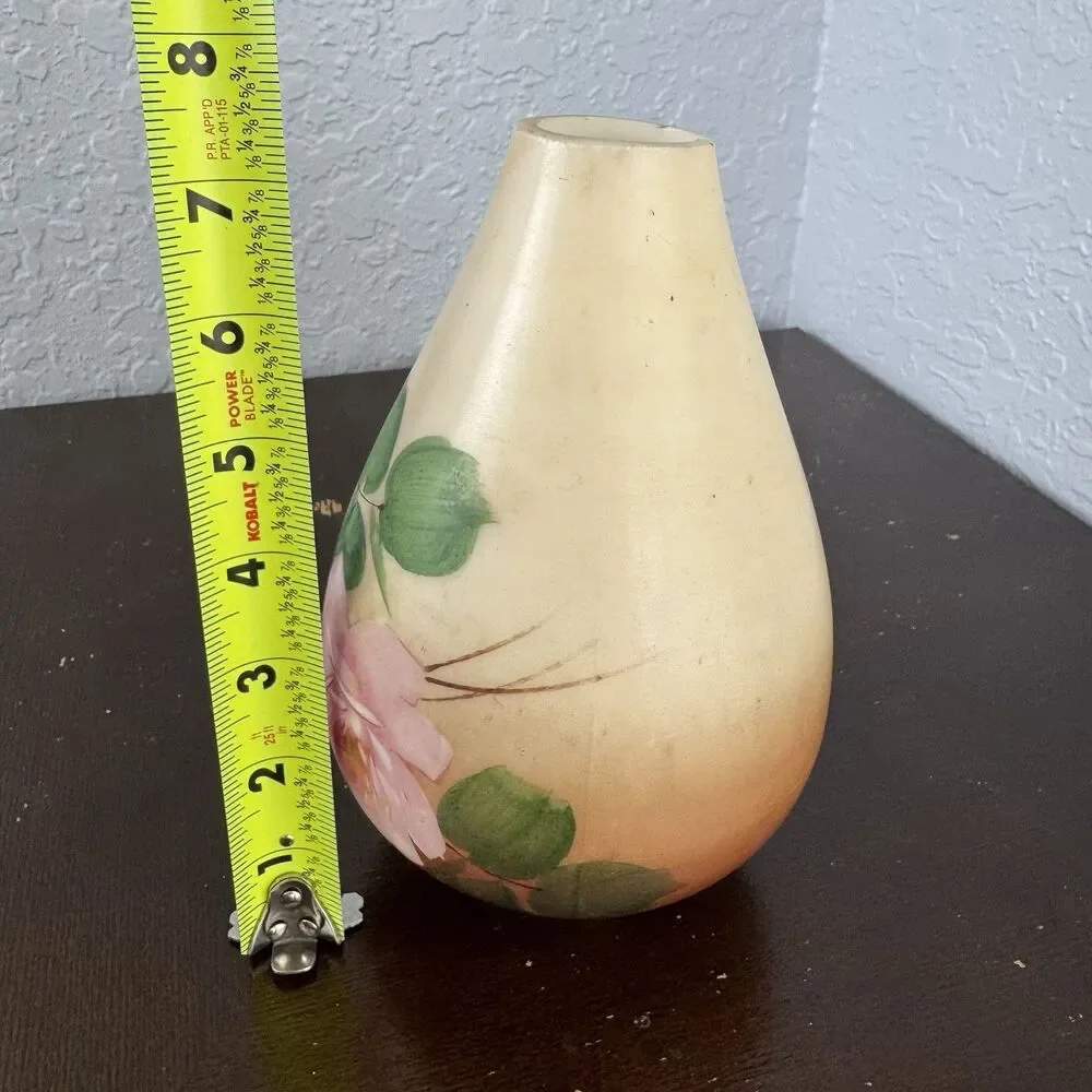 Vintage Milk Glass Ceramic Lamp Shade Hand Painted Roses On The Vine